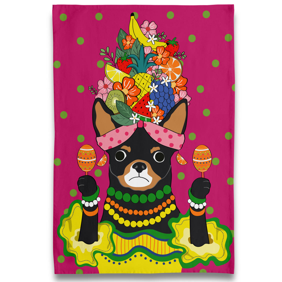 Kitchen Towel - Chihuahua With Fruit Hat