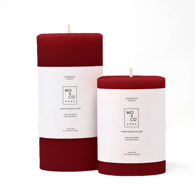 Beeswax Pillar Candles - Berry Red - Gift & Gather