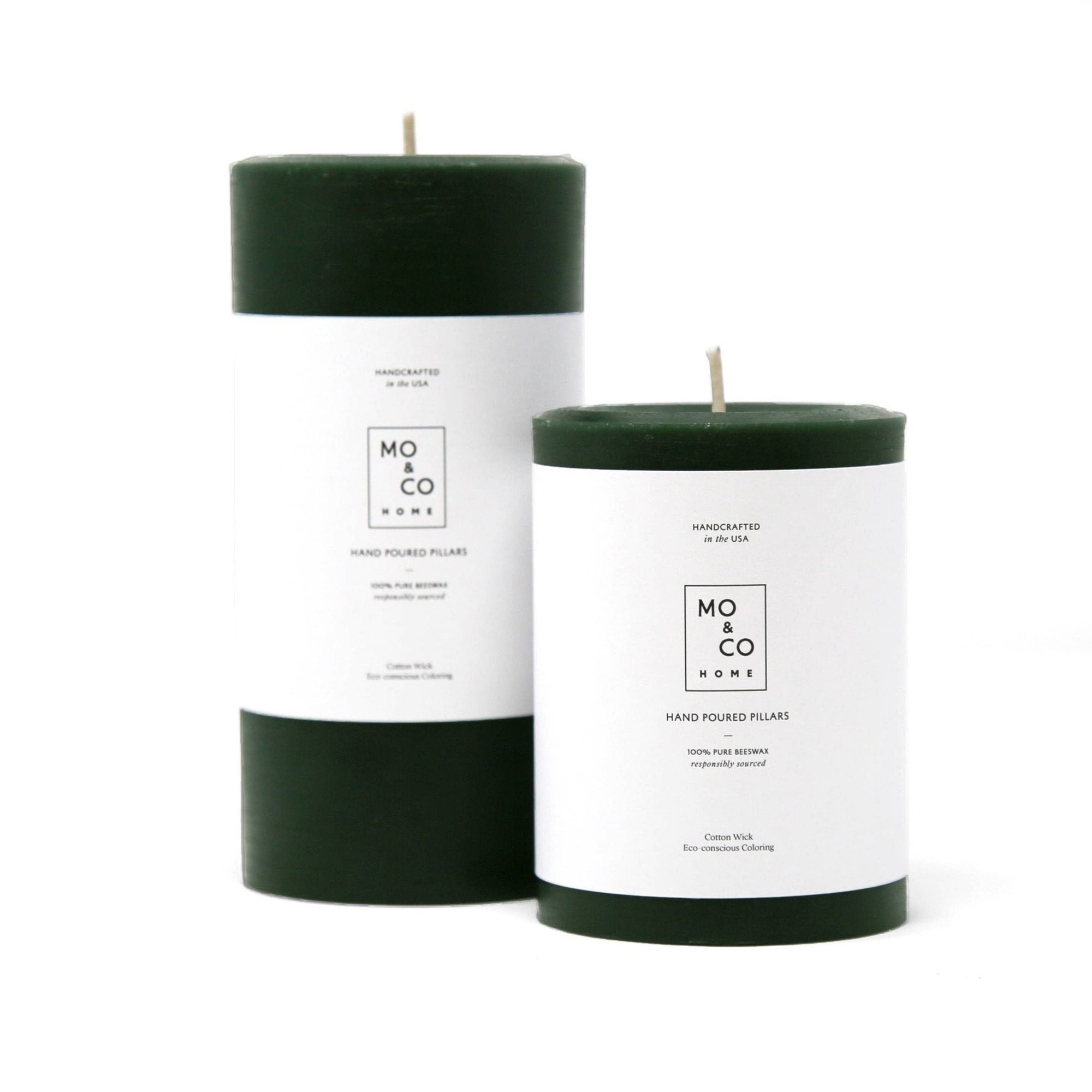 Beeswax Pillar Candles - Forest Green - Gift & Gather