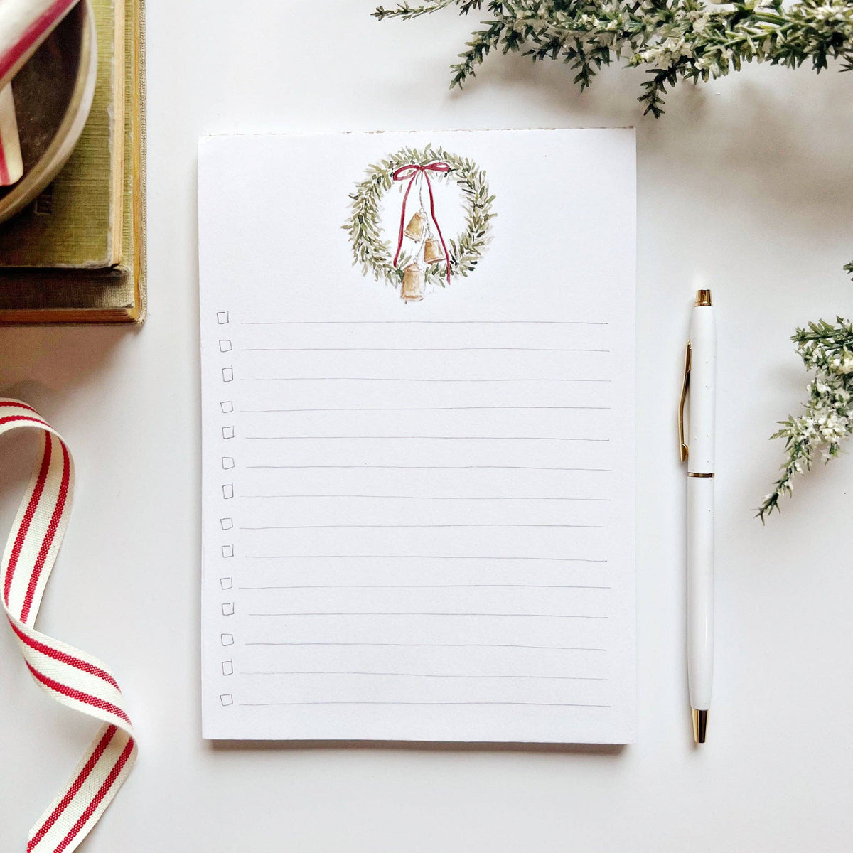 Christmas Checklist Notepad - Bell Wreath - Gift & Gather