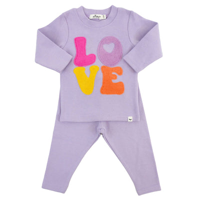 Cotton Candy LOVE Terry Applique 2pc Set ORCHID: ORCHD / 3 - 6 mo - Gift & Gather