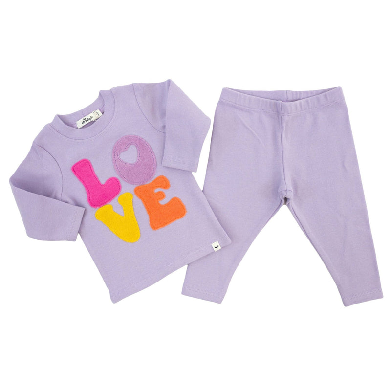 Cotton Candy LOVE Terry Applique 2pc Set ORCHID: ORCHD / 3 - 6 mo - Gift & Gather