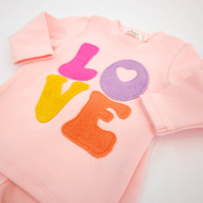 Cotton Candy LOVE Terry Applique 2pc Set PALE PINK: PNKP / 3 - 6 mo - Gift & Gather