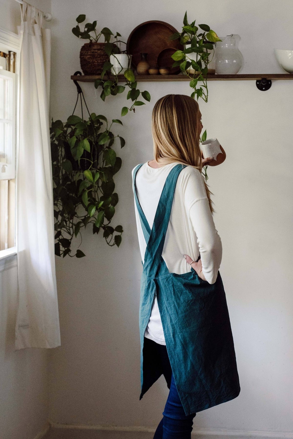 Cross Back Apron: Fog Grey - Gift & Gather