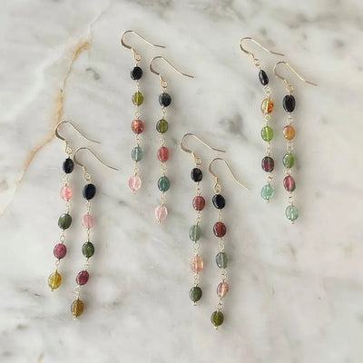 Earrings - Natural Rainbow Tourmaline - Gift & Gather