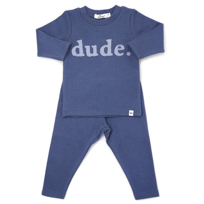 Fog "dude" applique on Denim L/S 2PC Set: DENIM / 3 - 6 mo - Gift & Gather