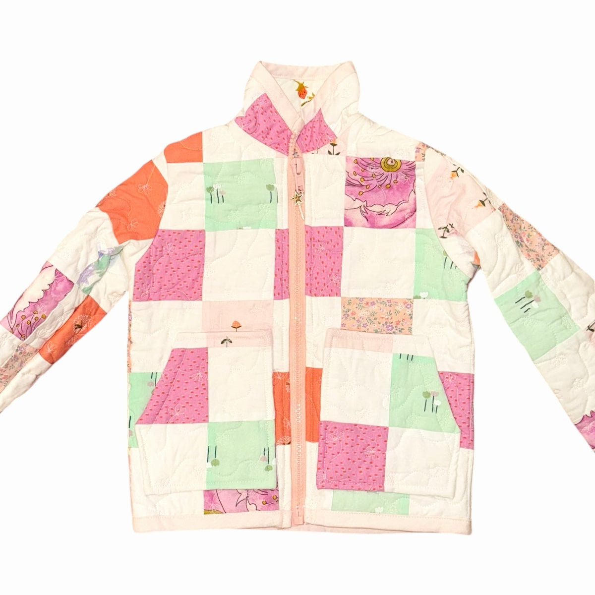 Kids Quilted Jacket - Pink & Mint - Gift & Gather