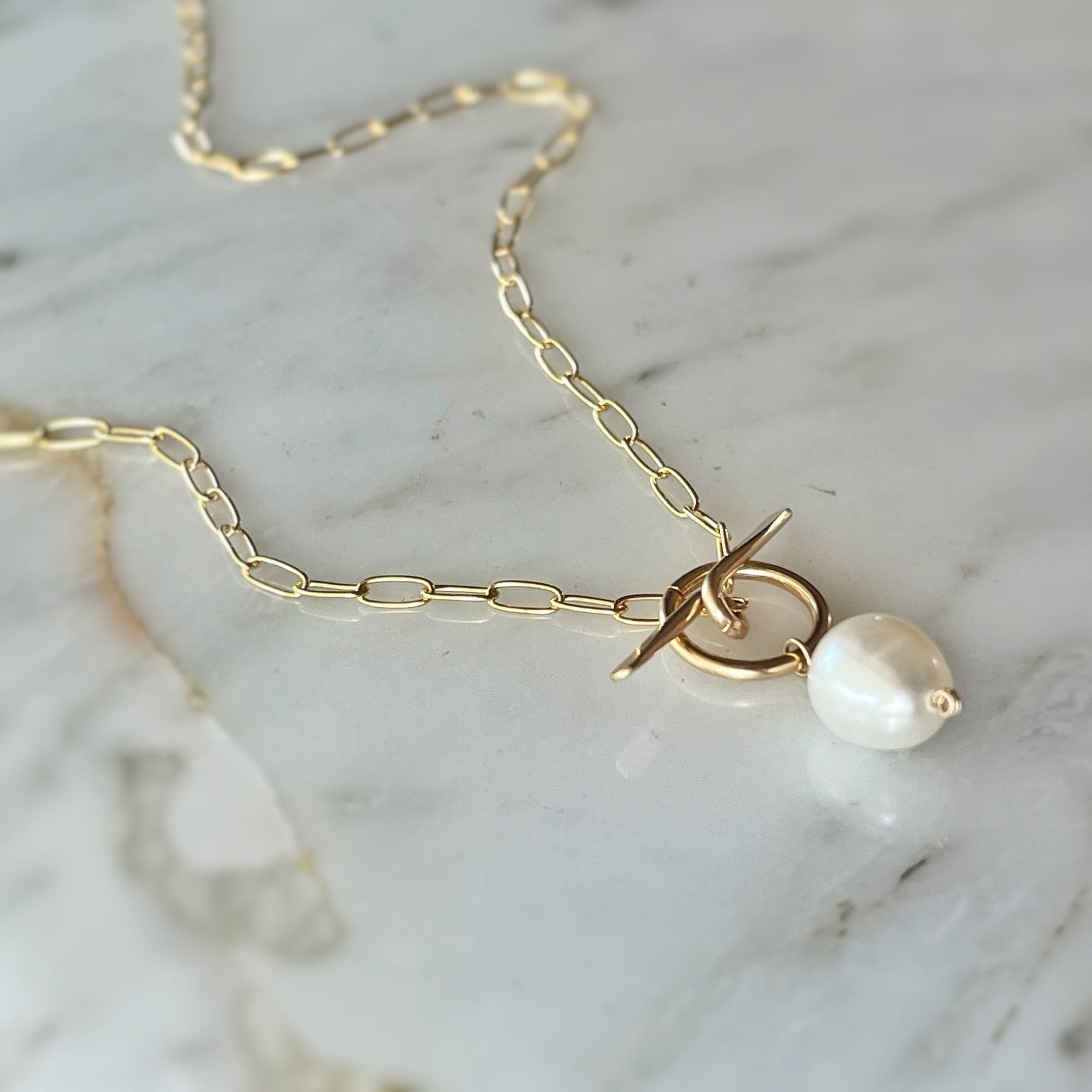 Necklace - Paperclip Pearl - Gift & Gather