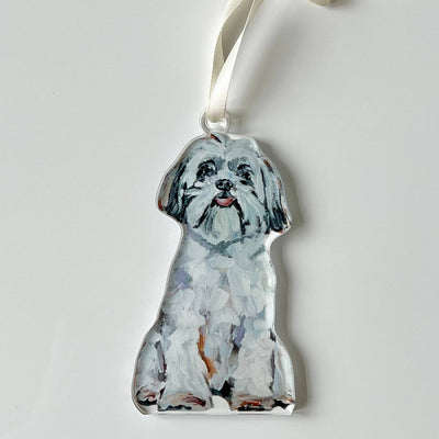 Ornament - Shih Tzu White Bow - Gift & Gather