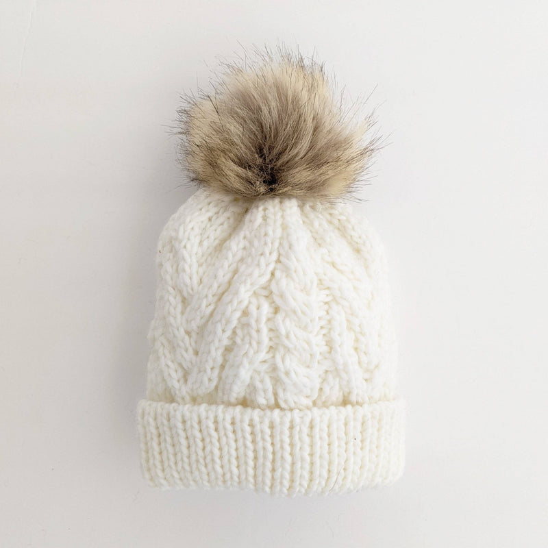 Beanie Hat - Winter White Pop Pom Pom - Gift & Gather