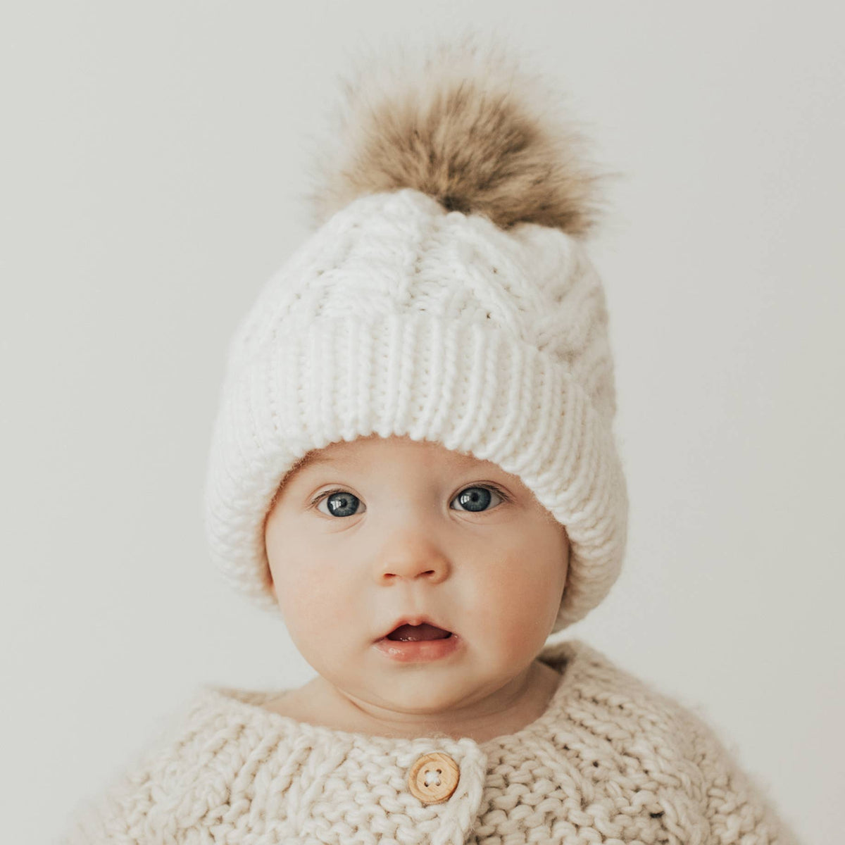 Beanie Hat - Winter White Pop Pom Pom - Gift & Gather