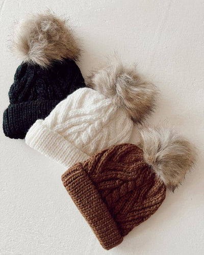 Beanie Hat - Winter White Pop Pom Pom - Gift & Gather