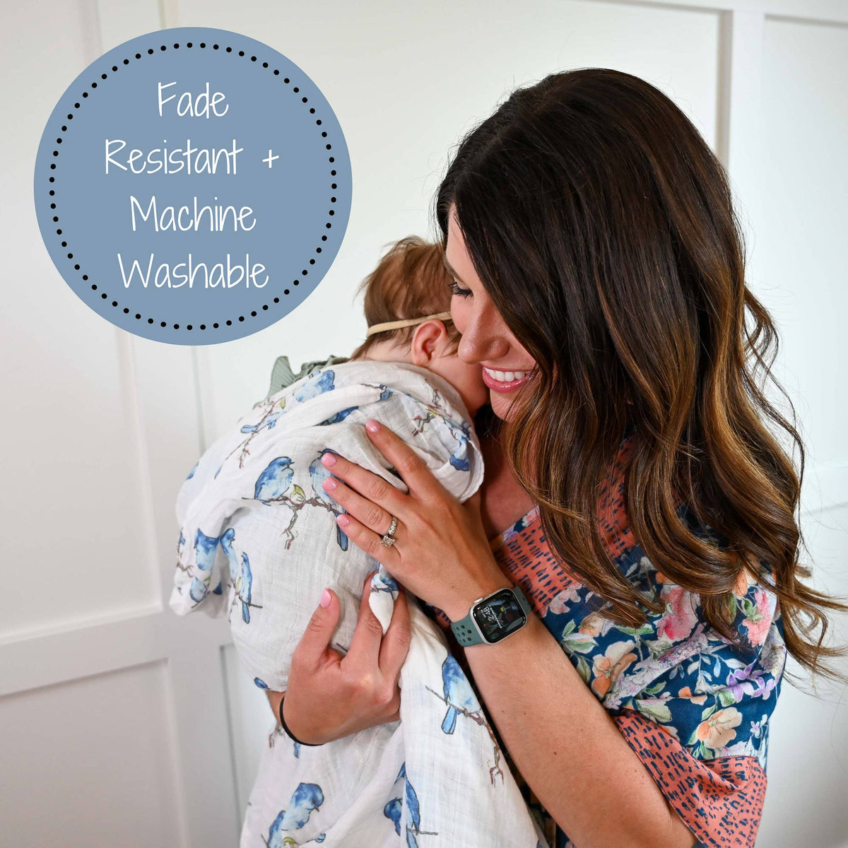 Bluebird Of Happiness Baby Swaddle Blanket - Gift & Gather