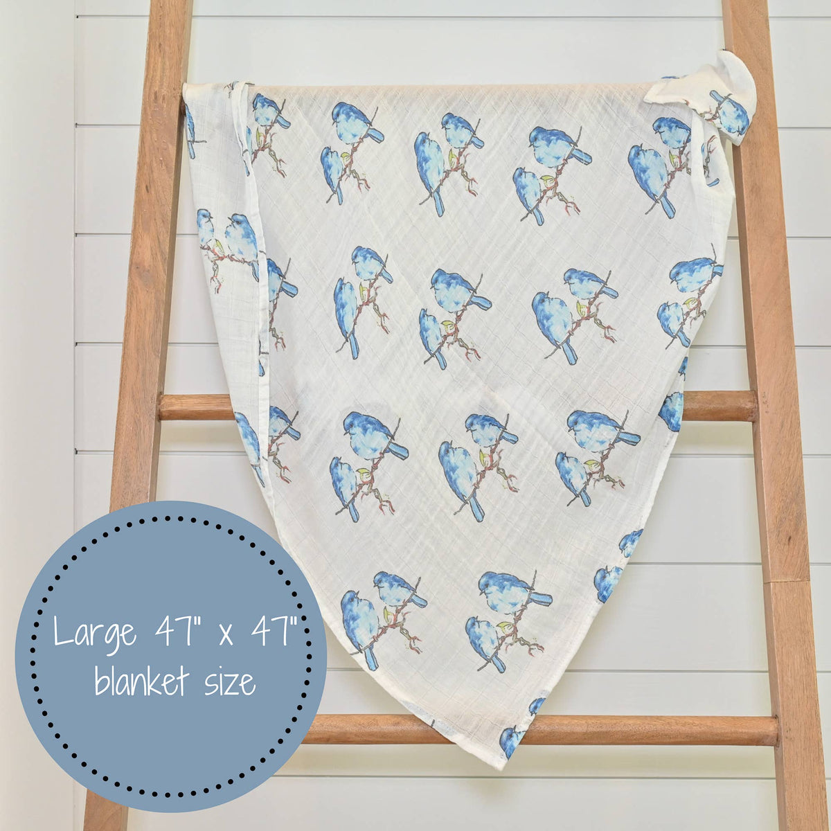 Bluebird Of Happiness Baby Swaddle Blanket - Gift & Gather