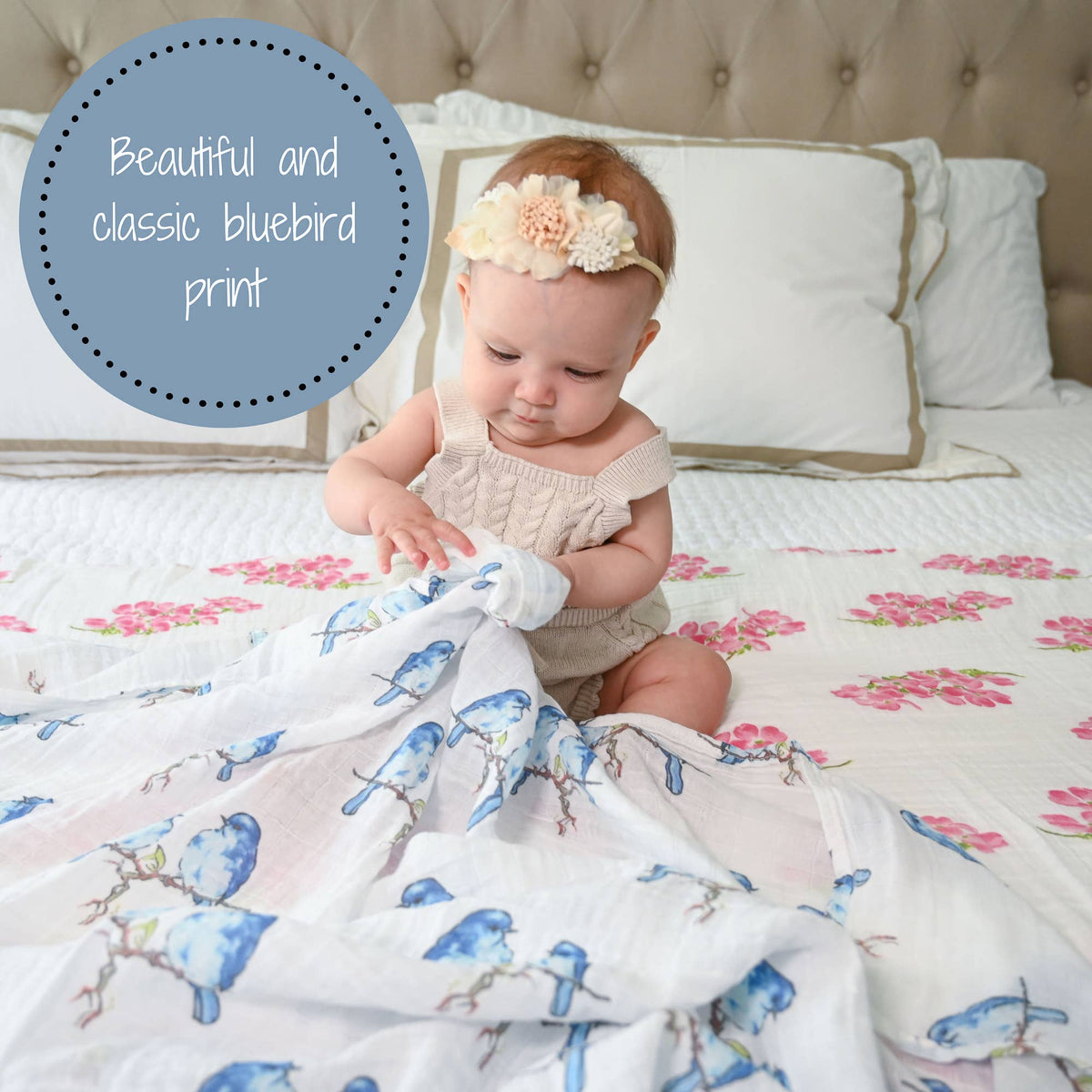 Bluebird Of Happiness Baby Swaddle Blanket - Gift & Gather