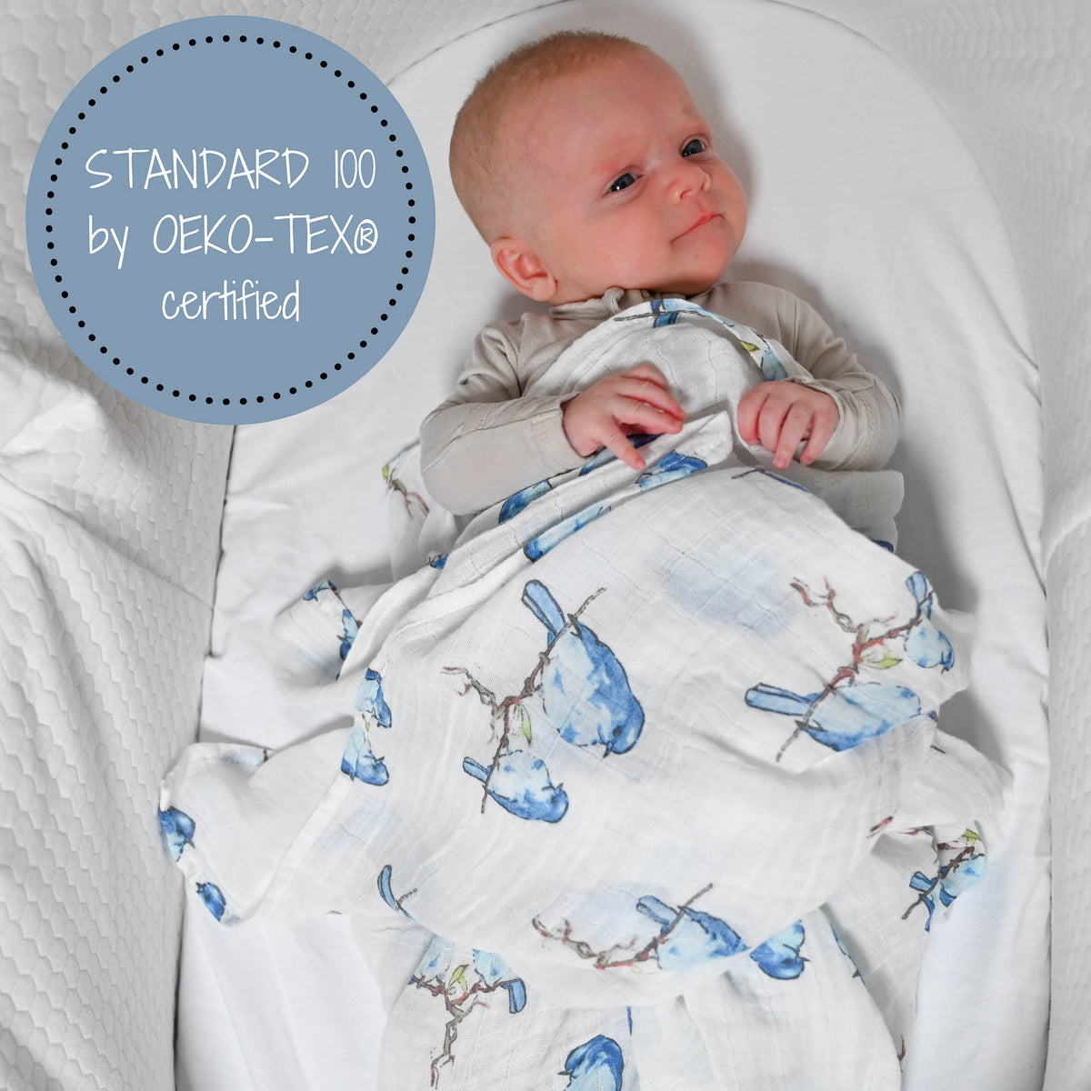 Bluebird Of Happiness Baby Swaddle Blanket - Gift & Gather