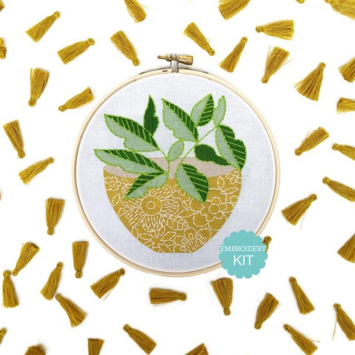 Embroidery Kit - Yellow Flower Pot - Gift & Gather