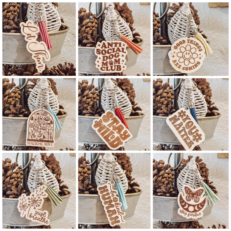 Engraved Wood keychains: Be a kind human - Gift & Gather