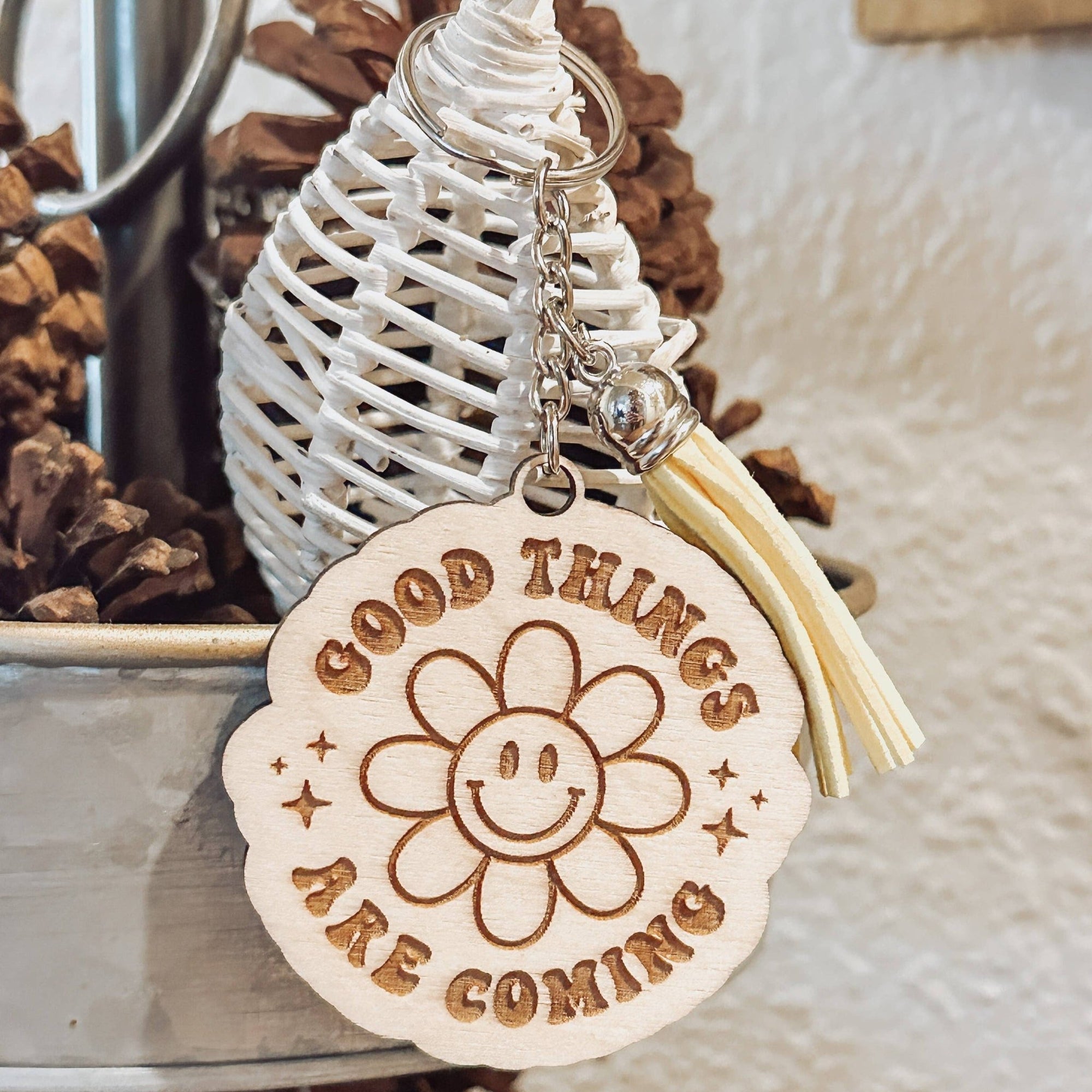 Engraved Wood keychains: Good things - Gift & Gather