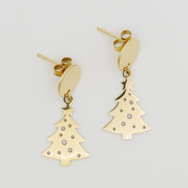 Holiday Earrings - Christmas Tree Round Stud - Gift & Gather