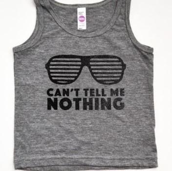 Kids Tank Top - Can't Tell Me Nothing - Athletic Gray/Glitter Black - Gift & Gather