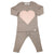 Long Sleeve/Pant Baby Set - Cable Knit Heart - Mushroom Beige - Gift & Gather