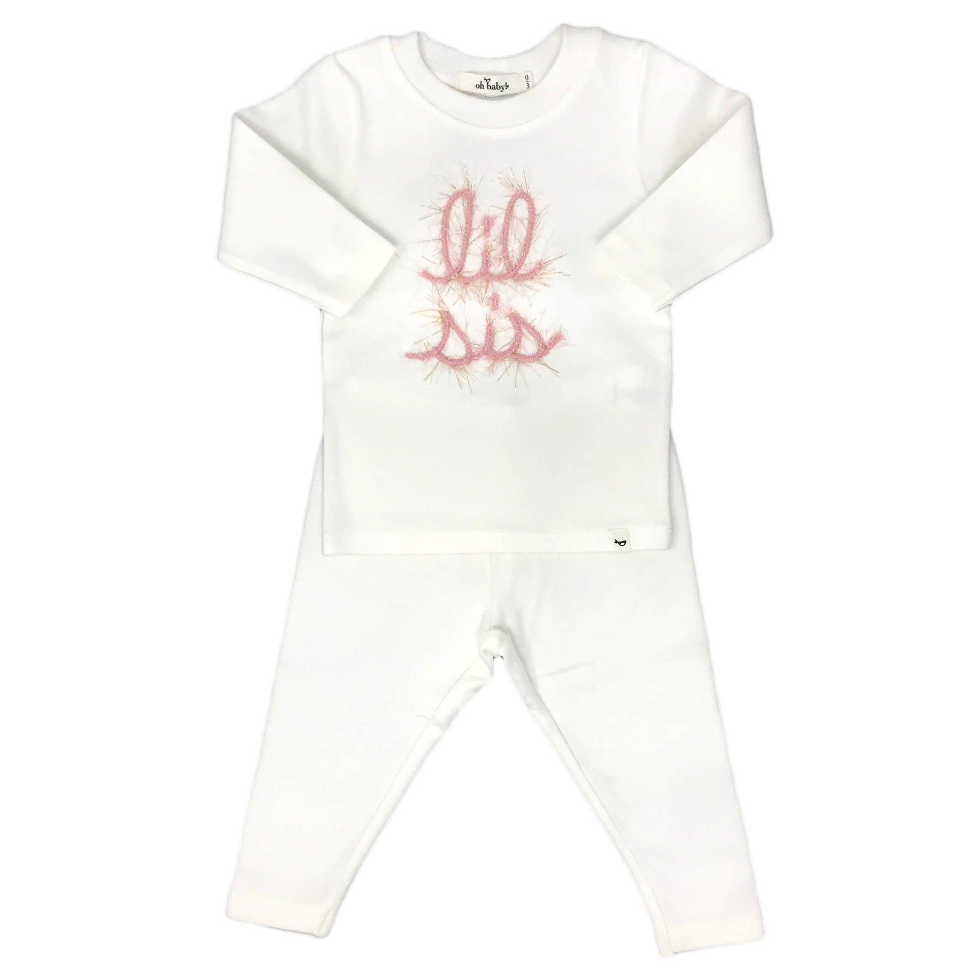 Long Sleeve/Pant Baby Set - "Lil Sis" - Blush Pink/Gold - Cream - Gift & Gather