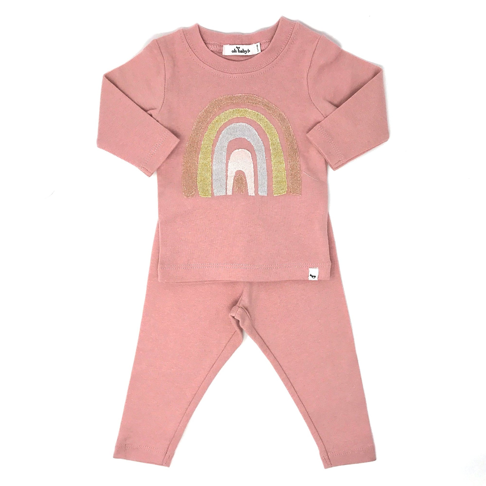 Long Sleeve/Pant Baby Set - Stardust Rainbow - Blush - Gift & Gather