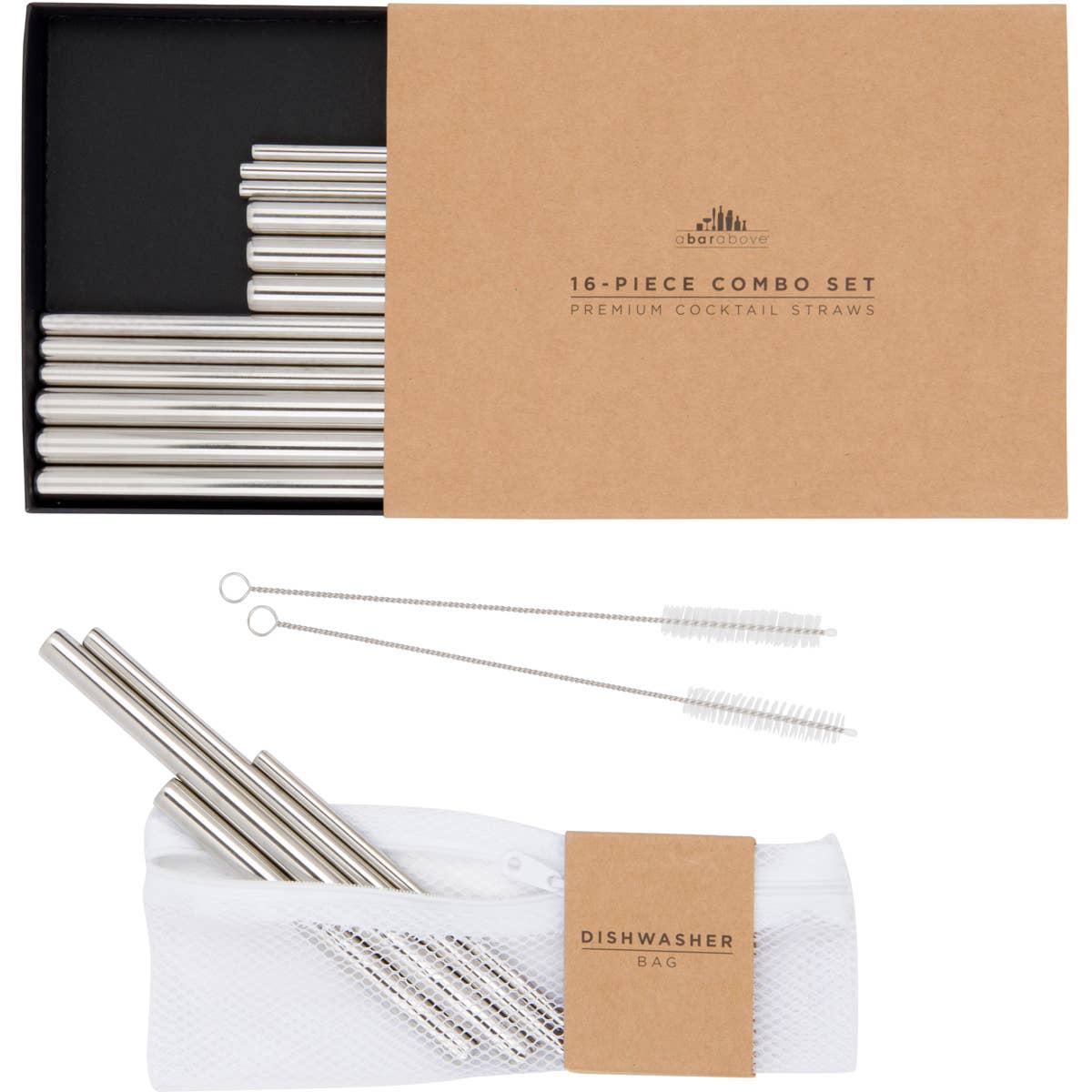 Metal Cocktail Straws - 16 Piece Combo Set - Gift & Gather