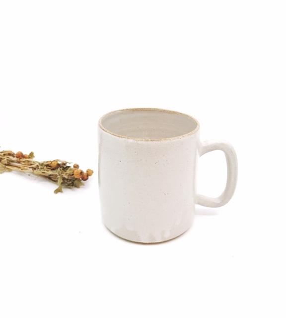 Mug Ava - White Glazed Clay Mug With Handle - Gift & Gather