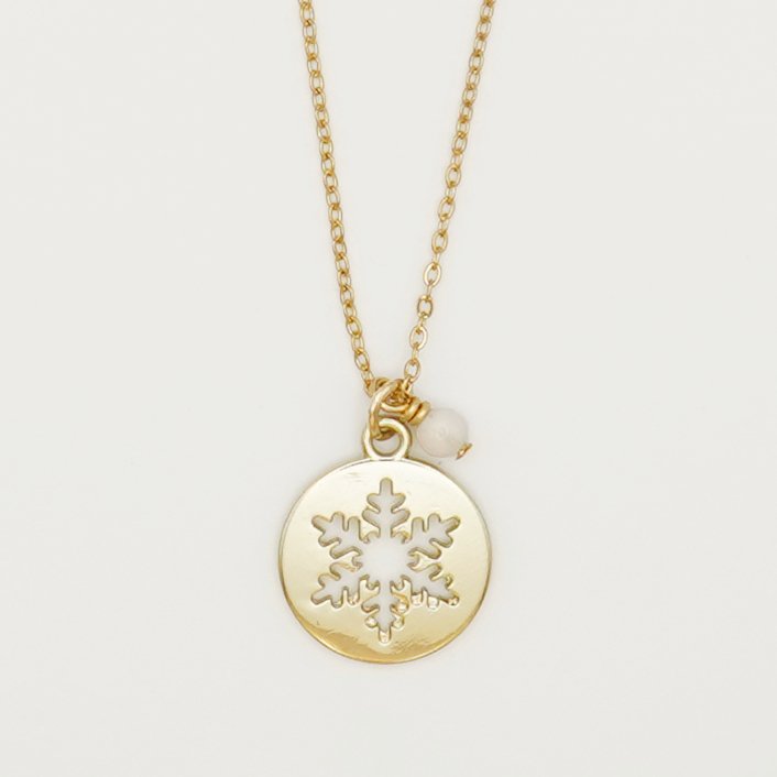 Necklace - Snowflake With White Stone - Gift & Gather