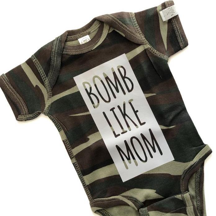 Onesie - Bomb Like Mom - Camo/ Matte Grey Block - Gift & Gather