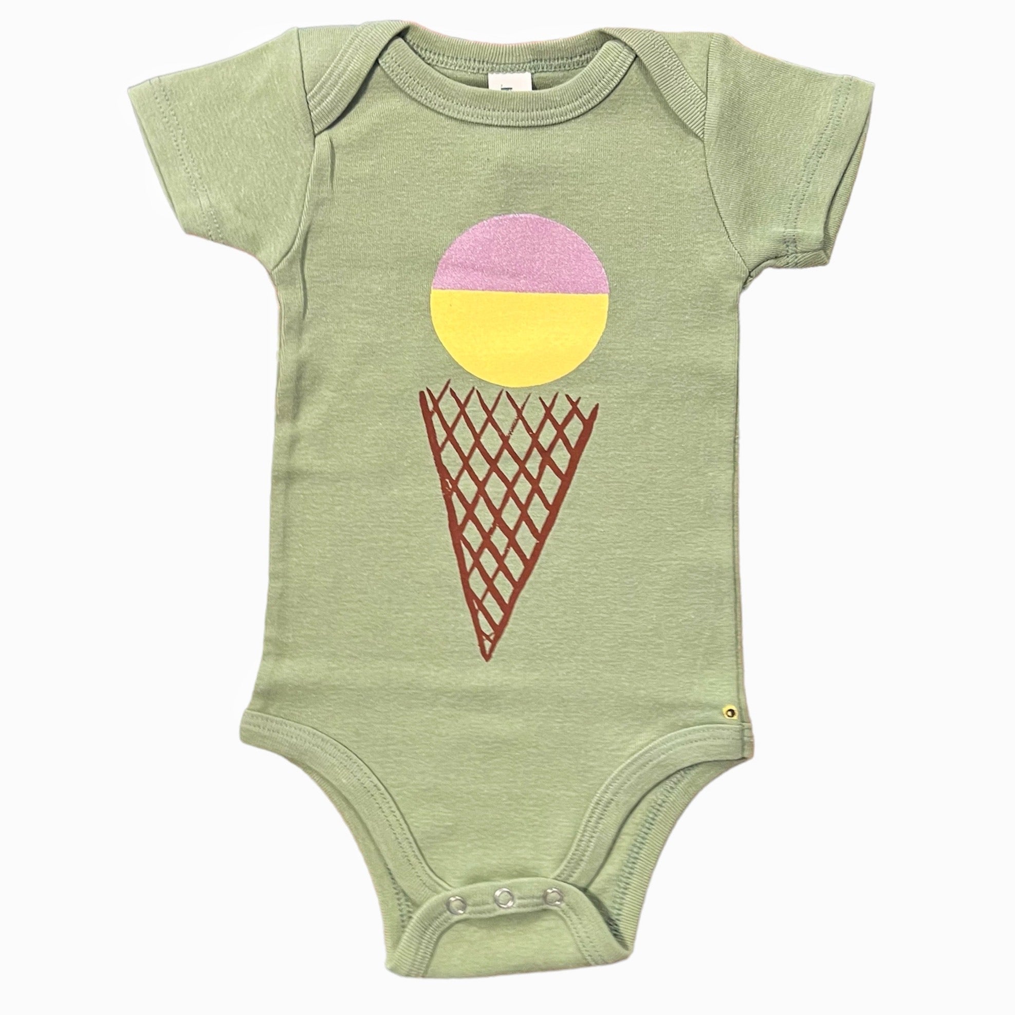 Onesie - Ice Cream - Short Sleeve - Sage Green - Gift & Gather