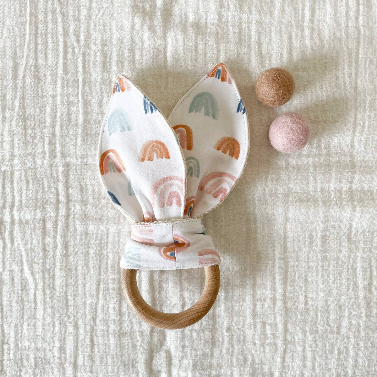 Organic Bunny Teether - Neutral Rainbow - Gift & Gather