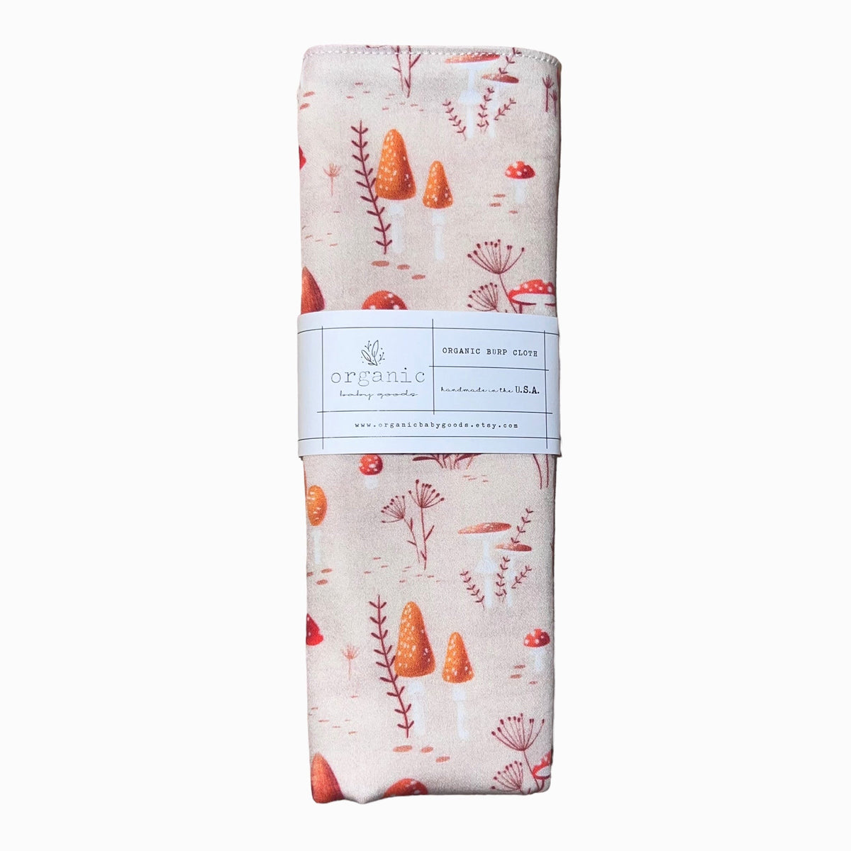 Organic Burp Cloth - Autumn Mushroom - Gift & Gather