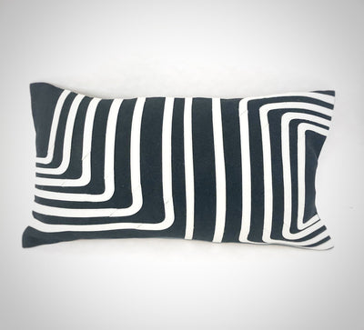 Pillow Cover 21x12 - Black - Mid Century Curved Half-Squares - Gift & Gather