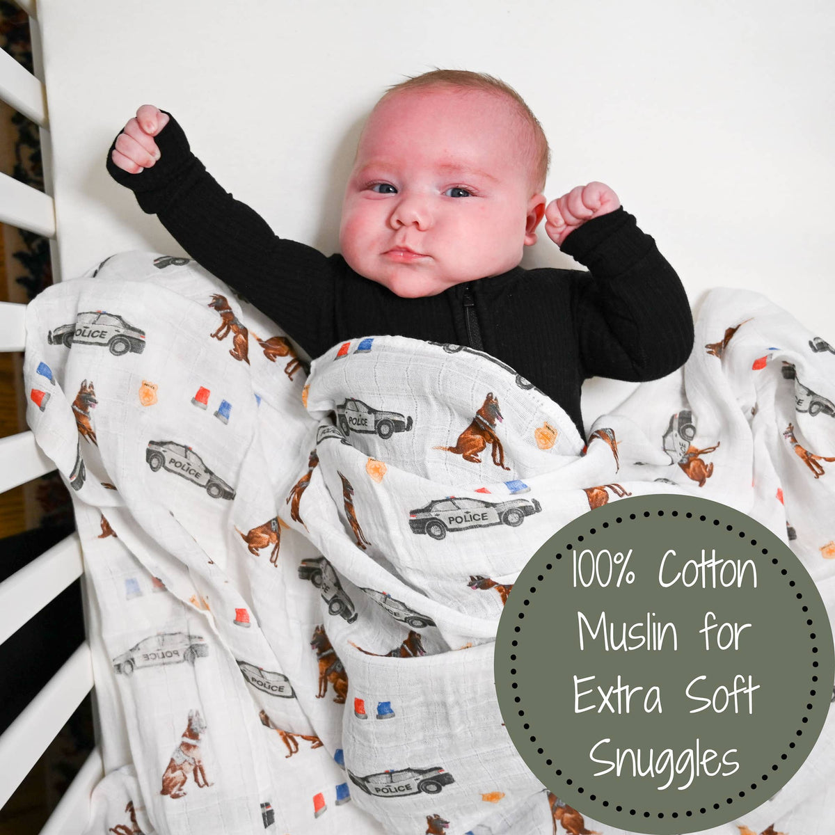 Policeman Baby Swaddle Blanket - Gift & Gather