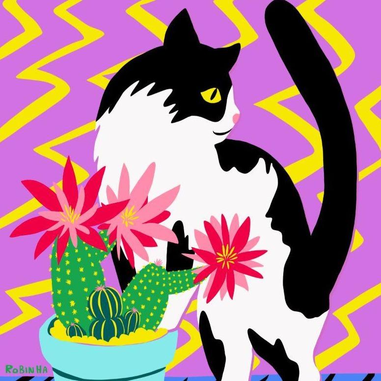 Print - Cat with Cactus - Gift & Gather