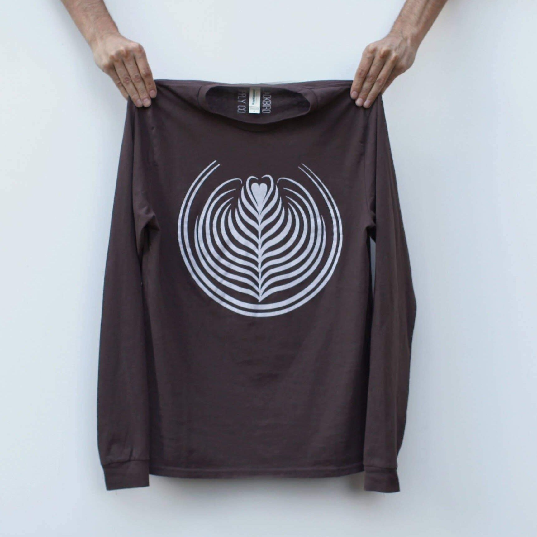 Unisex Shirt - Long Sleeve - Coffee Latte Art - Brown - Gift & Gather