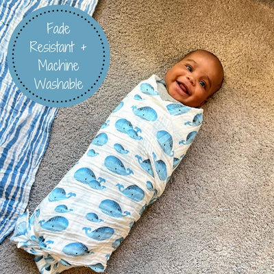 Whale, Whale, Whale Baby Swaddle Blanket - Gift & Gather